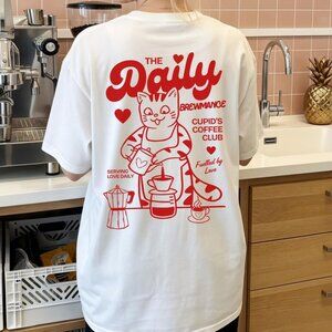Valentine Cat and Coffee Shirt, Daily Barista Cat T-shirt